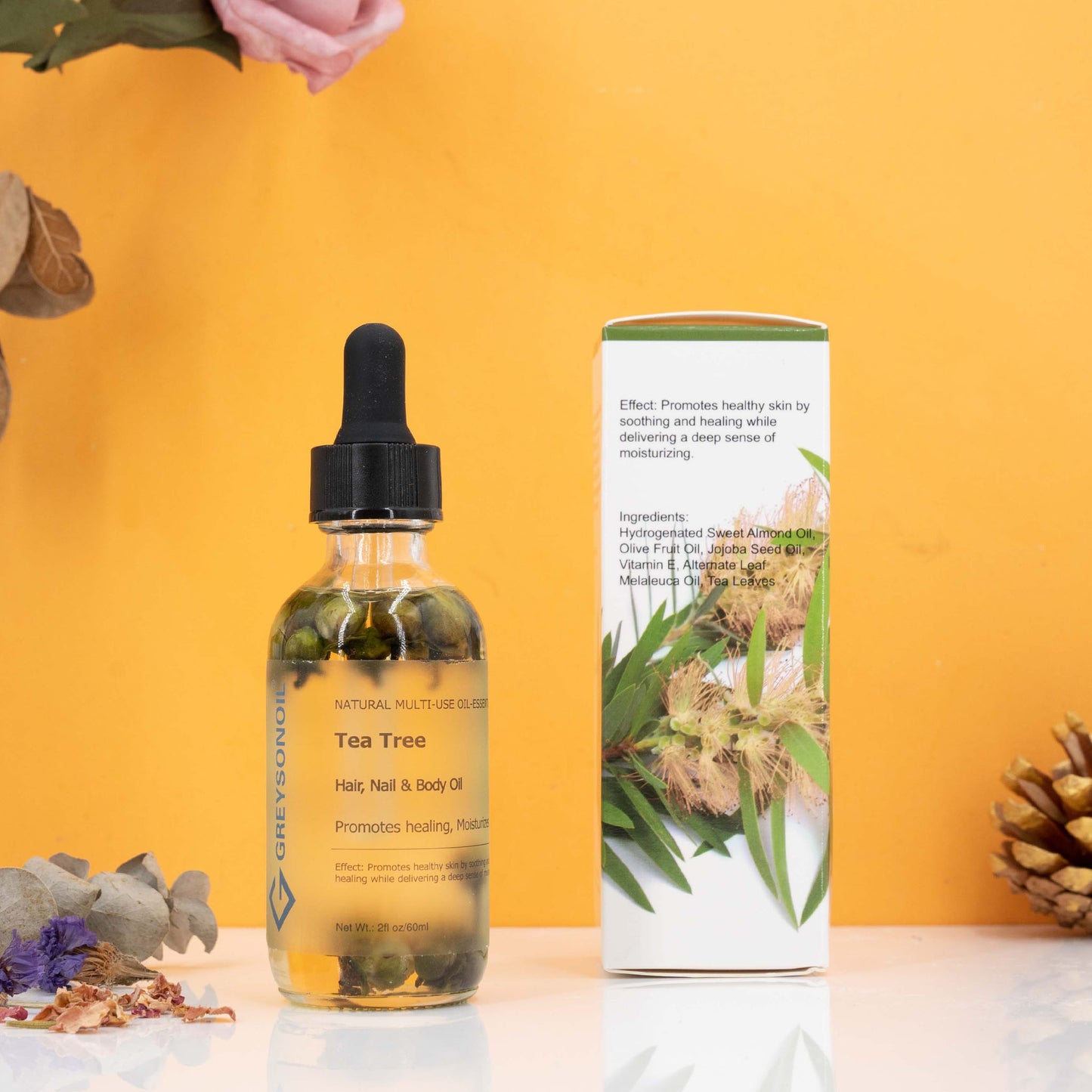 GREYSONOIL - Tea tree 100% natural essential oil + flower oil