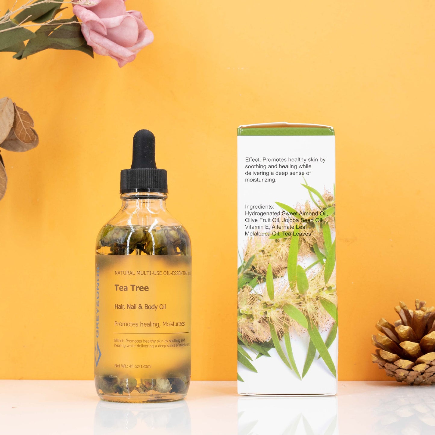 GREYSONOIL - Tea tree 100% natural essential oil + flower oil
